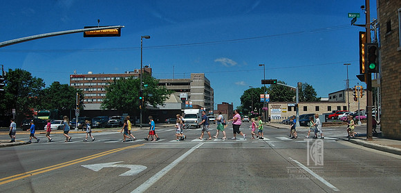 Day 125. Abby Road wannabes...daycare style.  (and note that I have a green light)